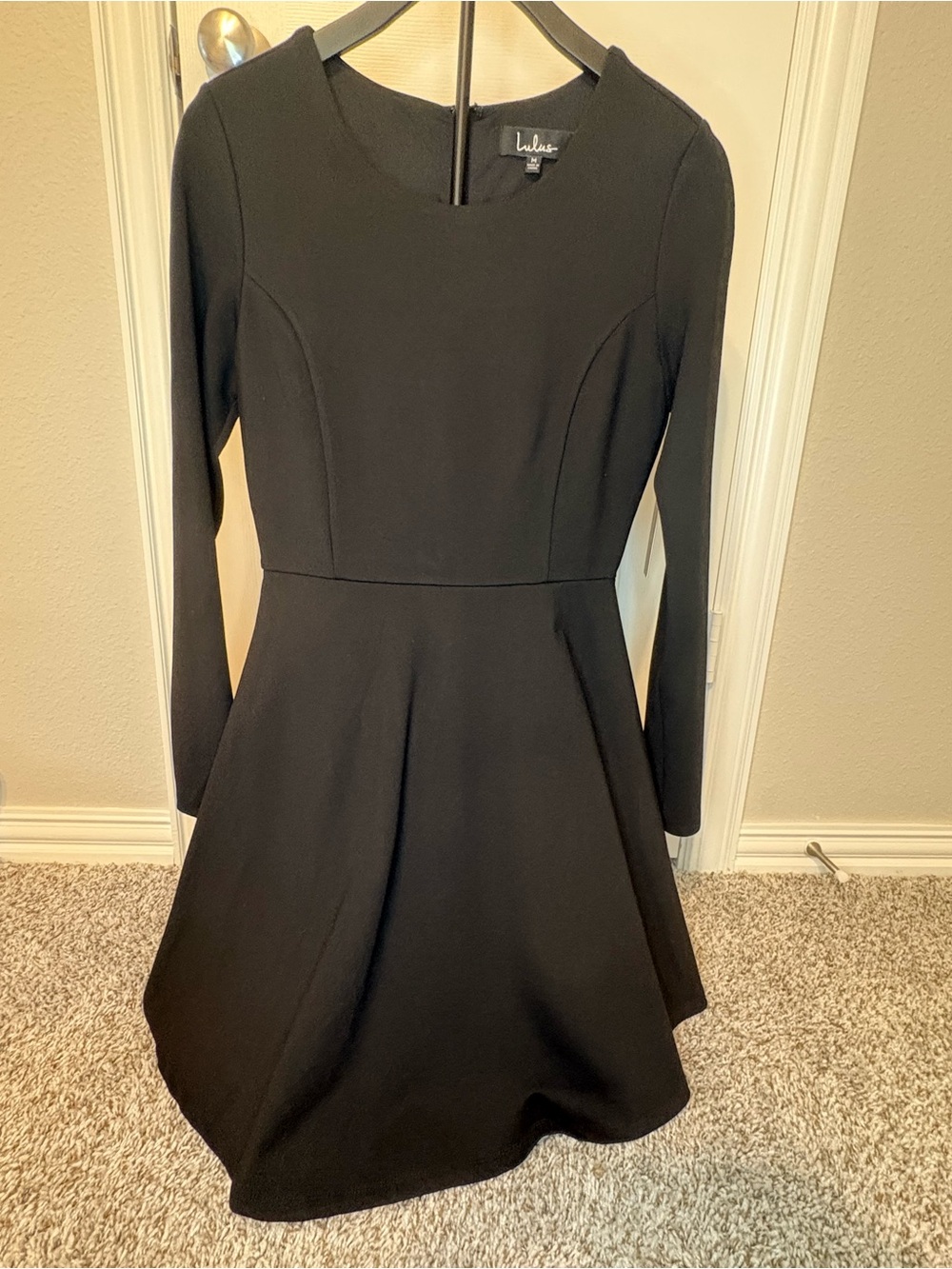 Lulu's Black Long Sleeve Fit-and-Flare Dress